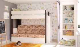 Кровать с диваном 75 Карамель Атлант (Венге Магия /Сосна Карелия/Савана) в Диксоне - dikson.katalogmebeli.com | фото