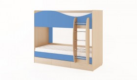 Кровать 2-х ярусная с ящиками (Беленый дуб/Синий) в Диксоне - dikson.katalogmebeli.com | фото