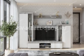 Мебель для гостиной МГС 5 Цемент светлый / Белый в Диксоне - dikson.katalogmebeli.com | фото