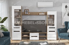 Мебель для гостиной МГС 6 (Исполнение 1/Дуб золотой/Белый глянец) в Диксоне - dikson.katalogmebeli.com | фото