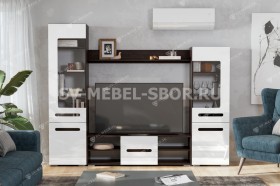 Мебель для гостиной МГС 6 (Исполнение 1/Венге/Белый глянец) в Диксоне - dikson.katalogmebeli.com | фото