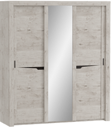 Шкаф трехдверный Соренто с раздвижными дверями Дуб бонифаций/Кофе структурный матовый в Диксоне - dikson.katalogmebeli.com | фото