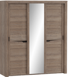 Шкаф трехдверный Соренто с раздвижными дверями Дуб стирлинг/Кофе структурный матовый в Диксоне - dikson.katalogmebeli.com | фото
